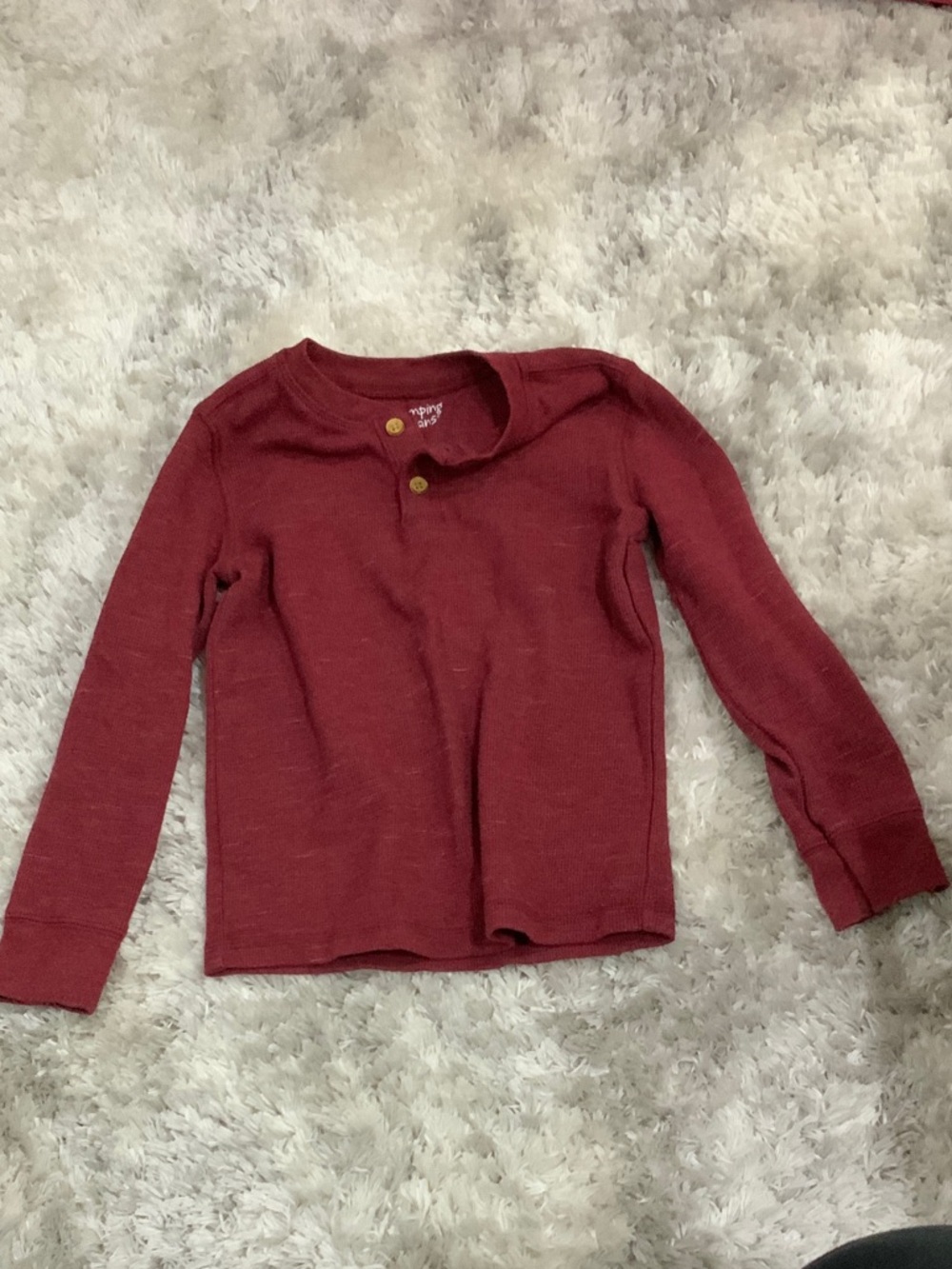 jumping beans Long Sleeve Henley Shirt - Maroon